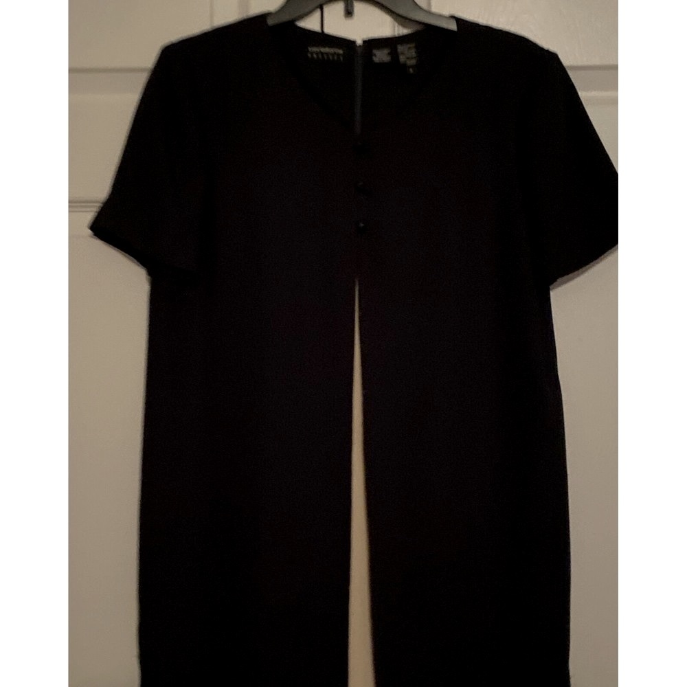 Liz Claiborne Dresses Midi Dress Black Front Slit Layered Size 6 Zipper Back
